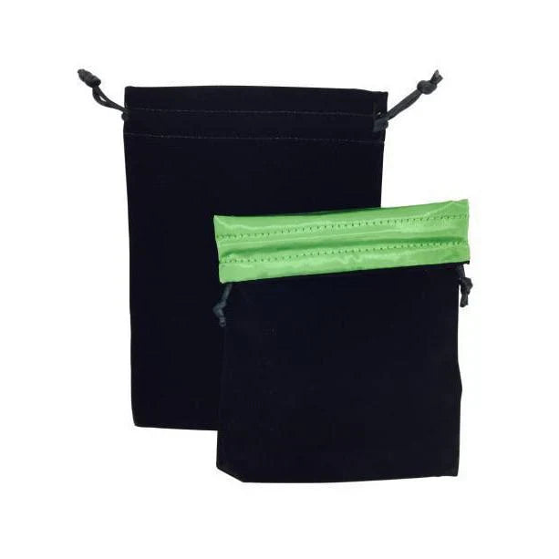 Black/Green Dice Bag 5 x 7ā³ Velvet with Reinforced Treated Satin