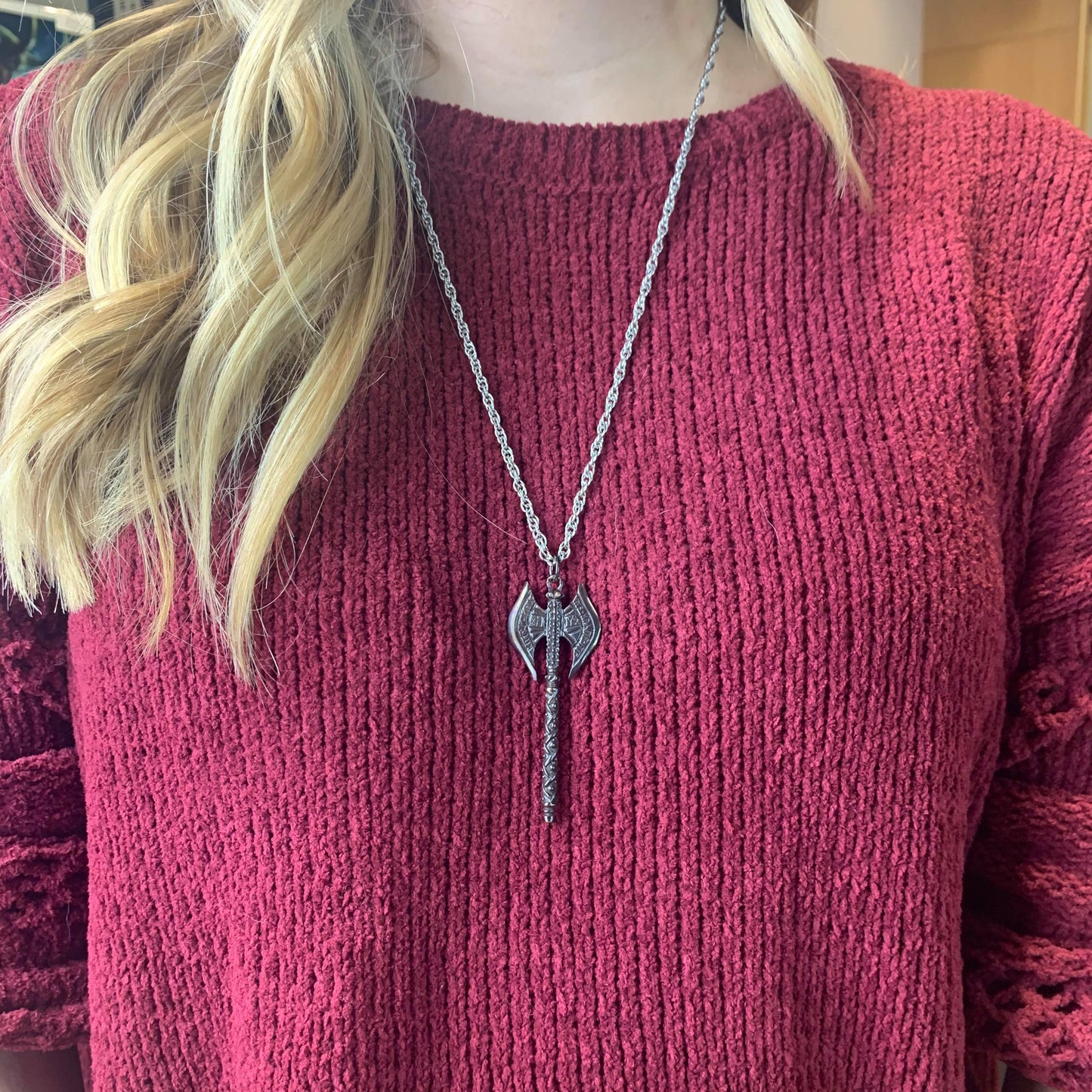 Lord of the Rings Dwarven Battle Axe Bronze Necklace