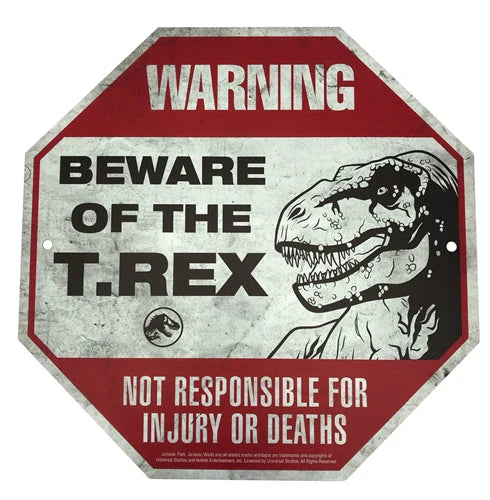Jurassic World Metal Warning Signs Scaled Prop Replica
