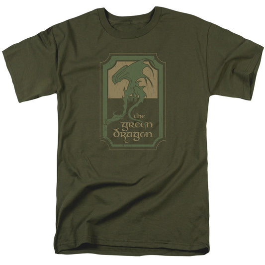 A Hobbit's favorite, brought to you in standard human sizing! This olive-toned The Lord of the Rings t-shirt is just as if it's arrived straight from the Green Dragon Inn in the Shire. Details: Fully authorized The Lord of the Rings apparel 100% Cotton High Quality Pre Shrunk Machine Washable T Shirt Comfortable adult unisex fit shirt with standard sizing Available in sizes X-XXL