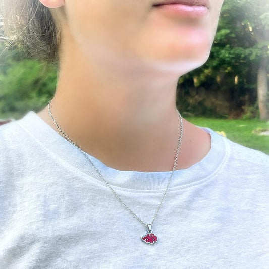 Naruto Akatsuki Red Cloud Enamel Necklace