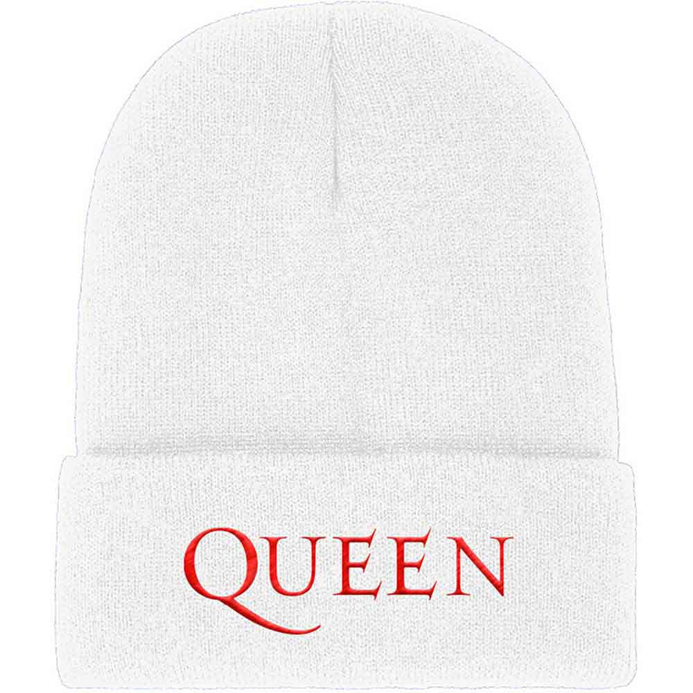 Queen Band Logo White Beanie
