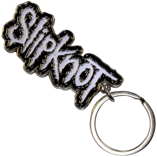 Slipknot Keychain White Logo Black Border