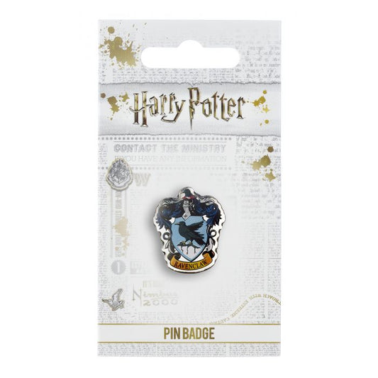 Ravenclaw Crest Pin Badge The crest of the famous Hogwarts House, founded by Rowena Ravenclaw This Harry Potter Pin Badge has been created using the official style guide from Warner Bros. Enamel Pin Details: Around .75" tall and .5" wide (20mm x 16mm) Beautiful colors protected by a high-gloss finish Enamel pin arrives on a printed Harry Potter card backer Quality metal badge pin with butterfly clutch backing