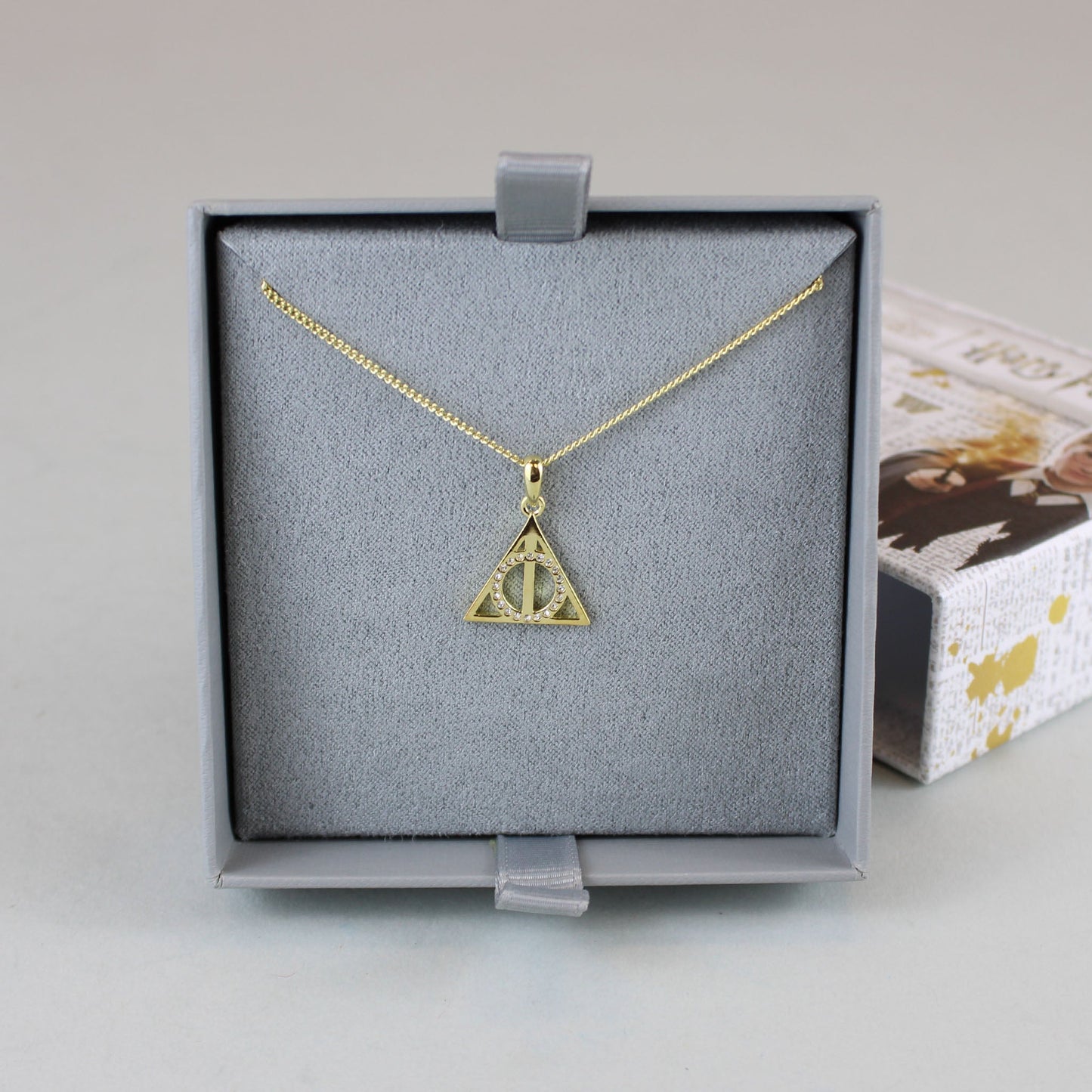 Deathly Hallows (Harry Potter) Crystal Elements Yellow Gold Necklace