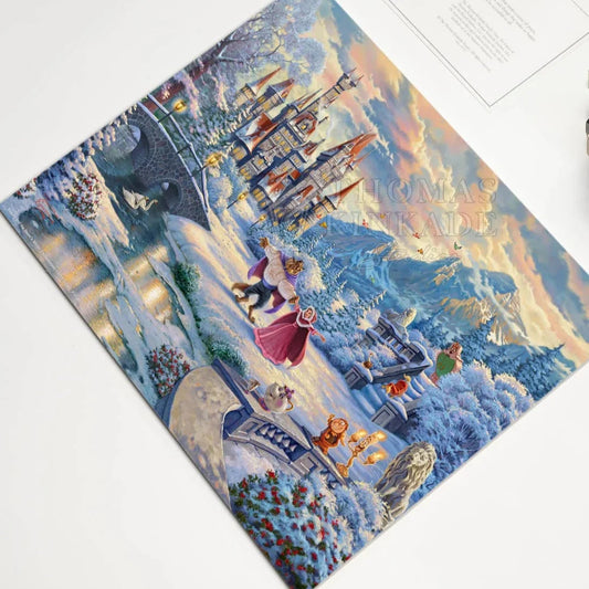 Disney Beauty and the Beast: Winter Enchantment Thomas Kinkade Framed Art Print