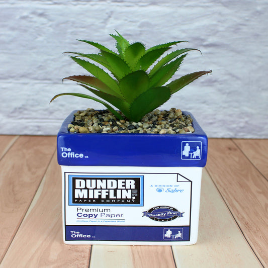 Dunder Mifflin Paper Box (The Office) Mini Ceramic Planter with Faux Plant