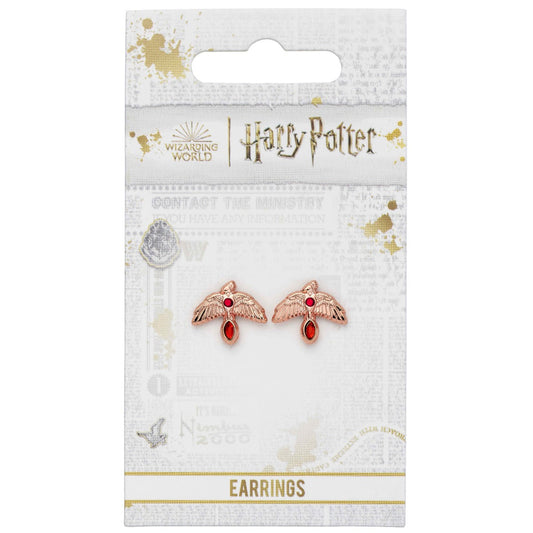 Fawkes the Phoenix (Harry Potter) Rose Gold Enamel Stud Earrings