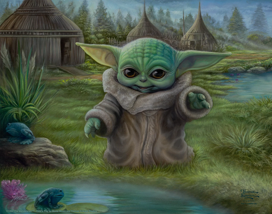Grogu - Star Wars The Mandalorian Thomas Kinkade Framed Art Print