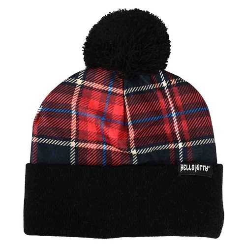 Hello Kitty Plaid Embroidered Pom-Pom Beanie Hat