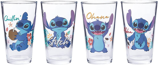 Lilo and Stitch "Chillin" Disney 16oz Set of 4 Glasses