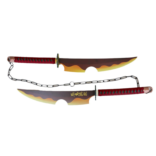 Tengen Uzui Swords (Demon Slayer) Fire Orange Ver. Steel Replica Set of 2