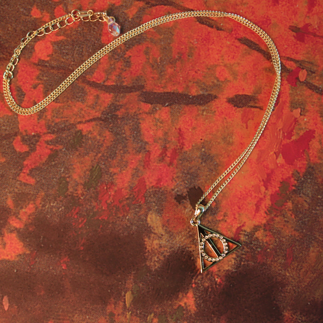 Deathly Hallows (Harry Potter) Crystal Elements Yellow Gold Necklace