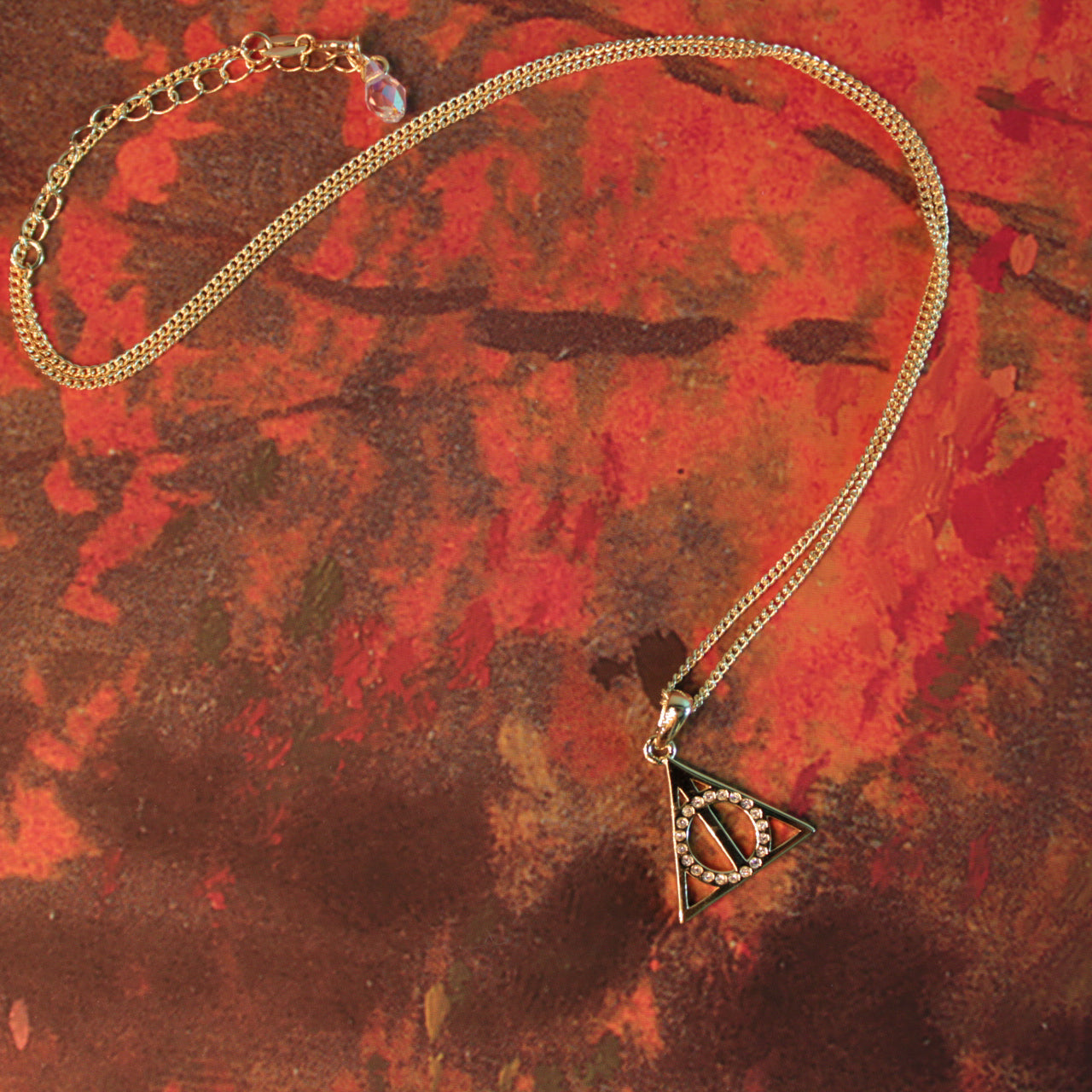 Deathly Hallows (Harry Potter) Crystal Elements Yellow Gold Necklace