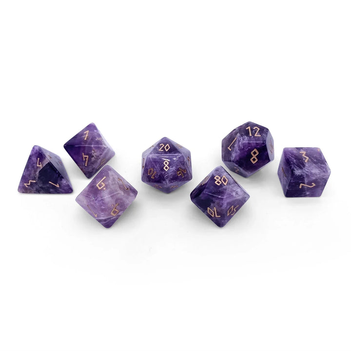 Gemstone Dice Amethyst - 7 Piece RPG Set