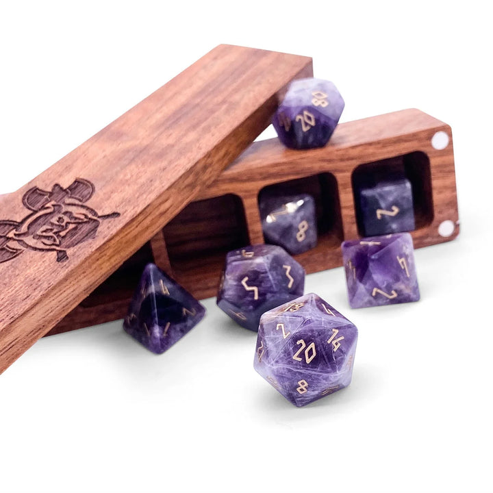 Gemstone Dice Amethyst - 7 Piece RPG Set