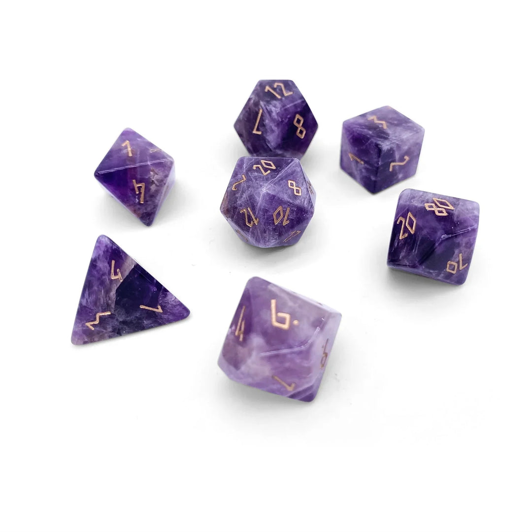 Gemstone Dice Amethyst - 7 Piece RPG Set