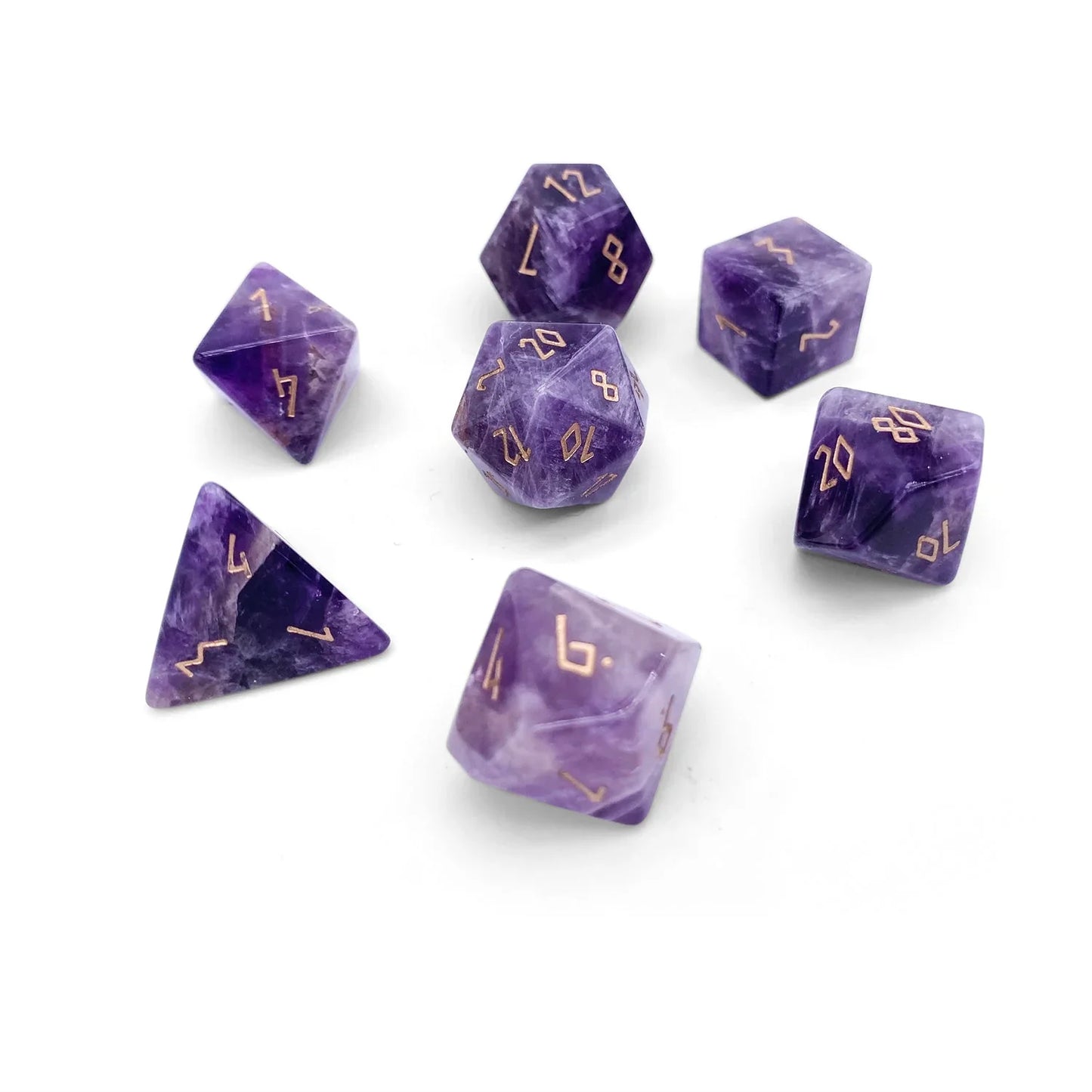 Gemstone Dice Amethyst - 7 Piece RPG Set