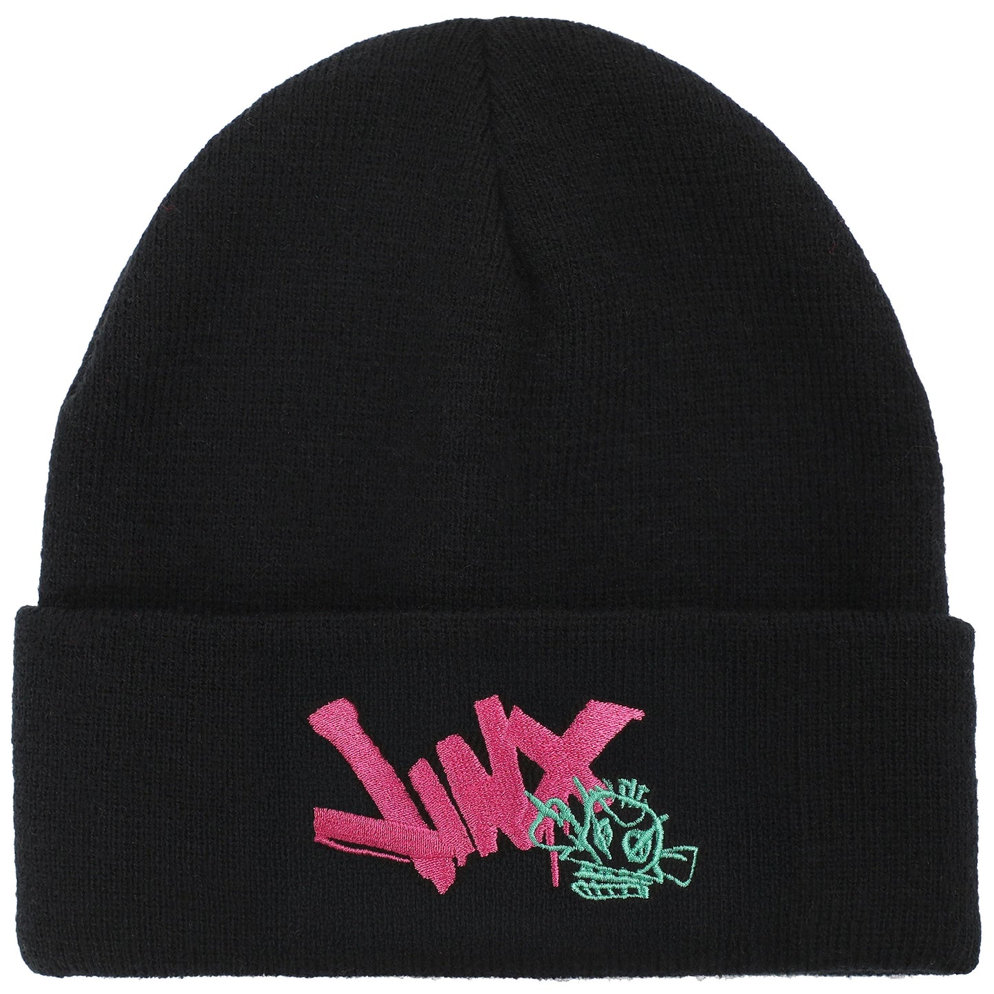 Arcane League of Legends Jinx Graffiti Black Cuff Knit Beanie Hat