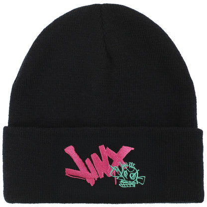 Arcane League of Legends Jinx Graffiti Black Cuff Knit Beanie Hat