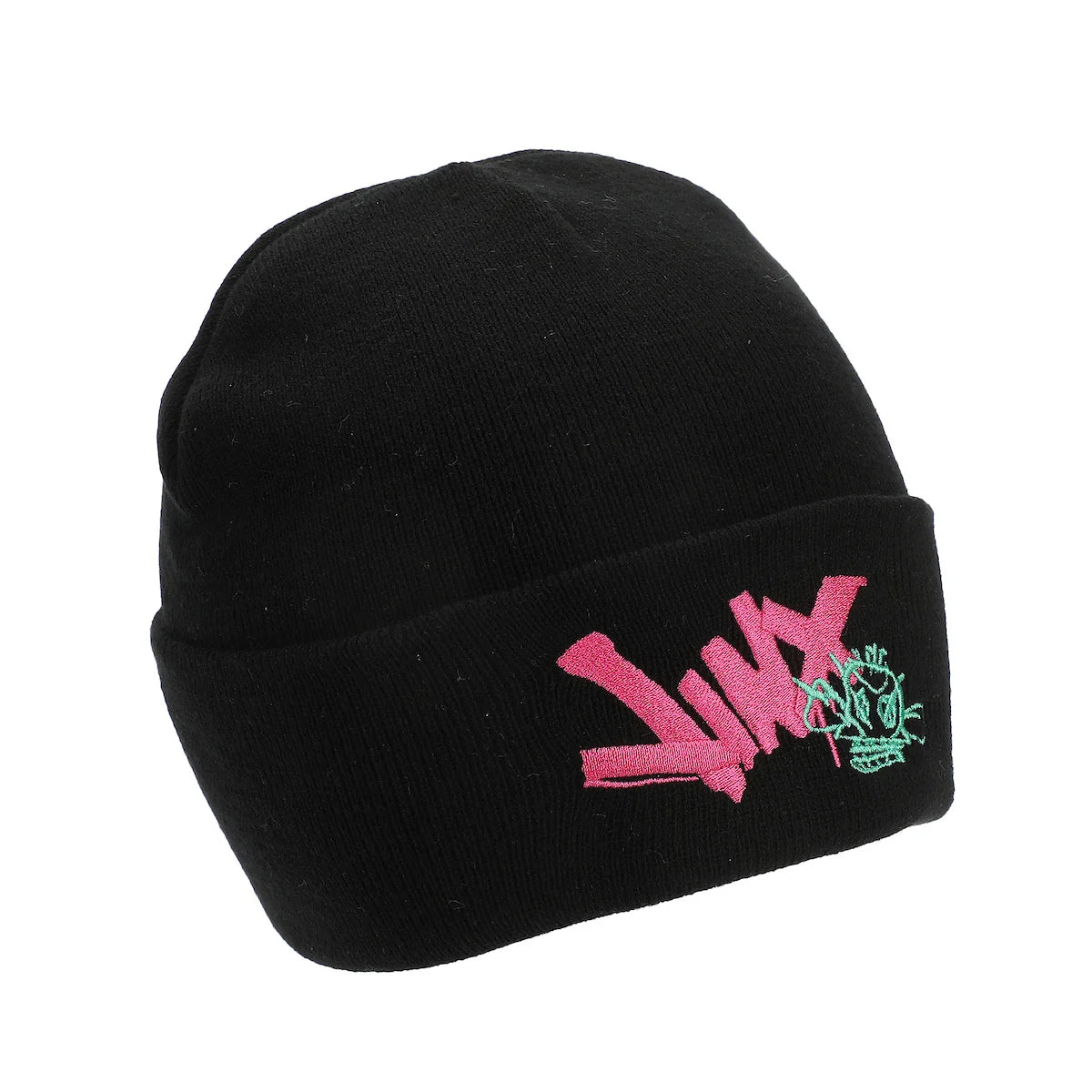 Arcane League of Legends Jinx Graffiti Black Cuff Knit Beanie Hat
