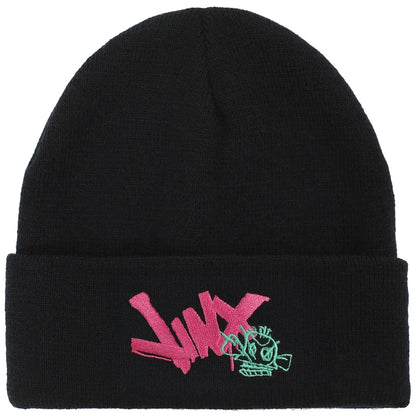 Arcane League of Legends Jinx Graffiti Black Cuff Knit Beanie Hat