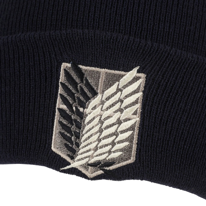 Attack On Titan Embroidered Survey Corps Logo Cuff Navy Beanie