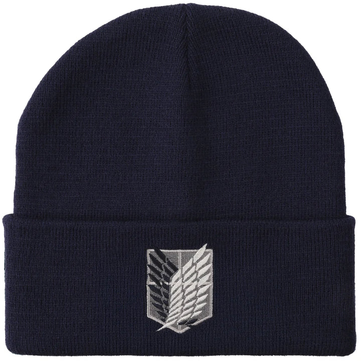 Attack On Titan Embroidered Survey Corps Logo Cuff Navy Beanie