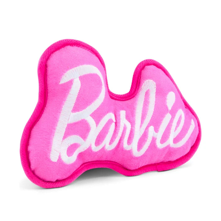Barbie Autograph Script Squeaker Plush Dog Toy