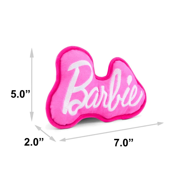 Barbie Autograph Script Squeaker Plush Dog Toy