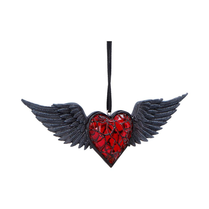 Black Winged Heart Hanging Holiday Ornament