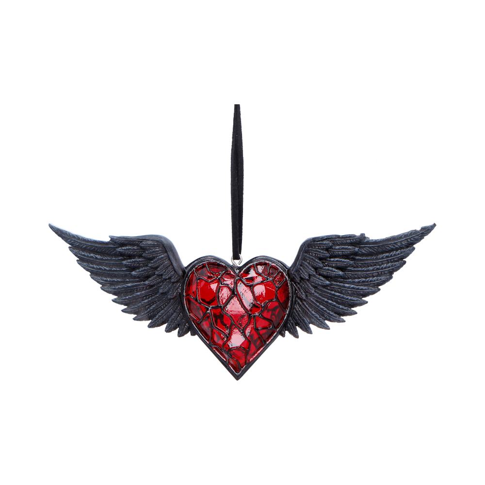Black Winged Heart Hanging Holiday Ornament