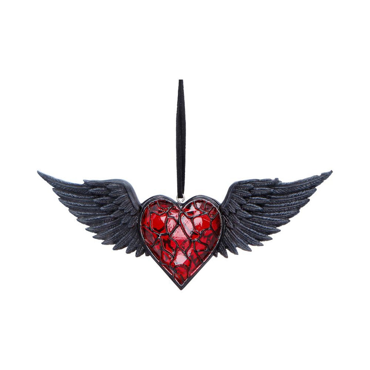 Black Winged Heart Hanging Holiday Ornament