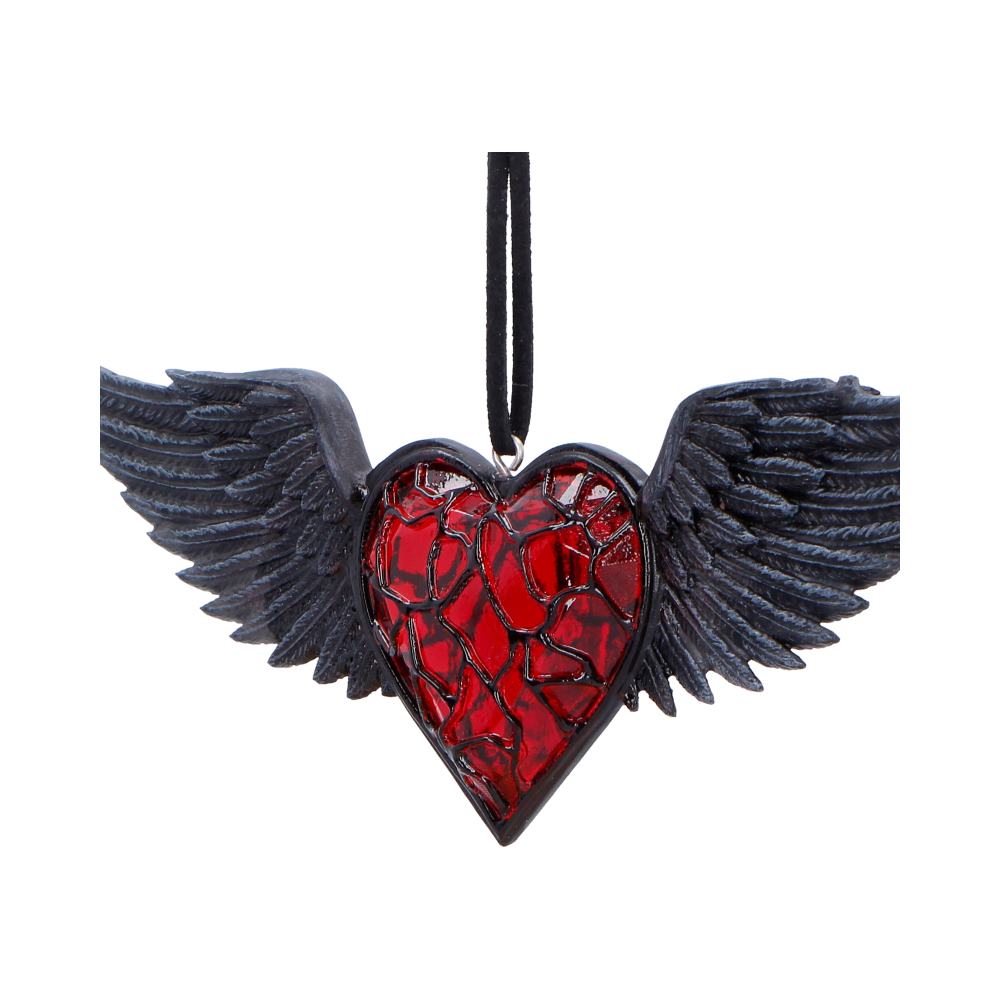 Black Winged Heart Hanging Holiday Ornament