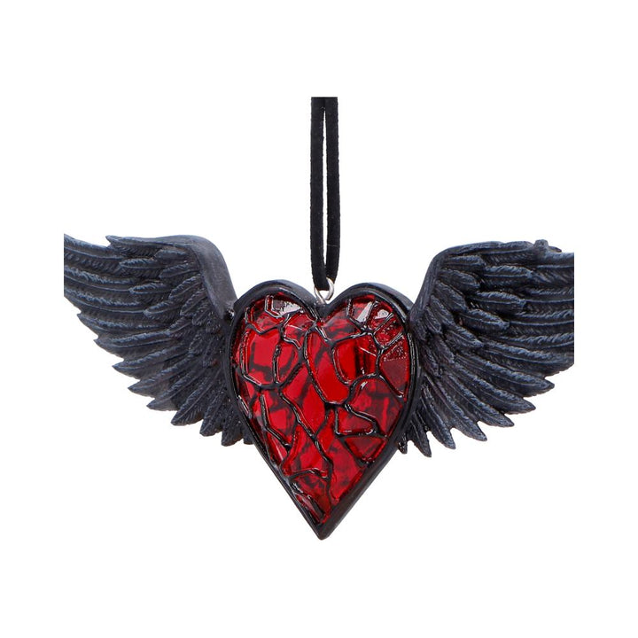 Black Winged Heart Hanging Holiday Ornament
