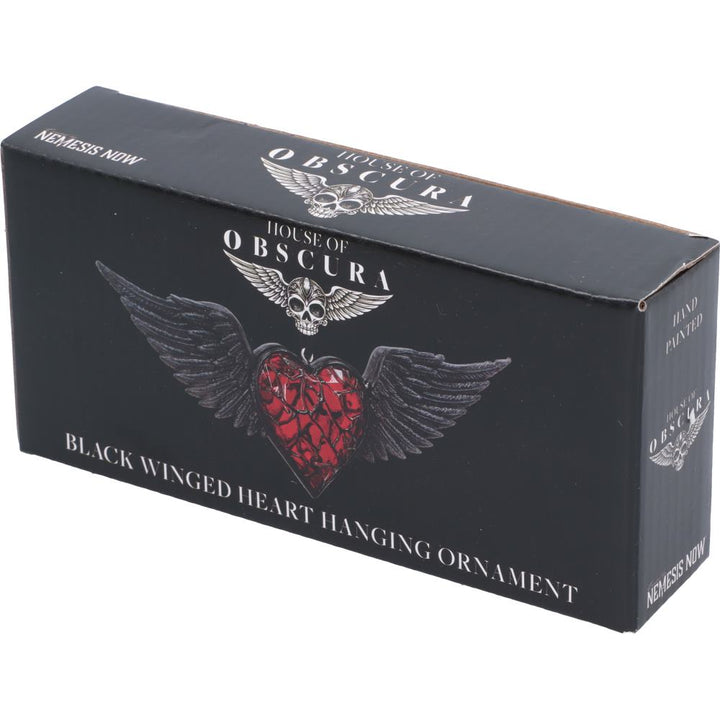 Black Winged Heart Hanging Holiday Ornament