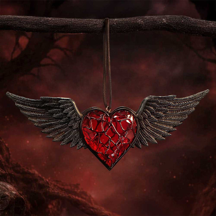 Black Winged Heart Hanging Holiday Ornament