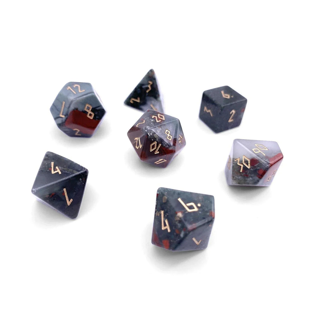 Gemstone Dice - Bloodstone - 7 Piece RPG Set