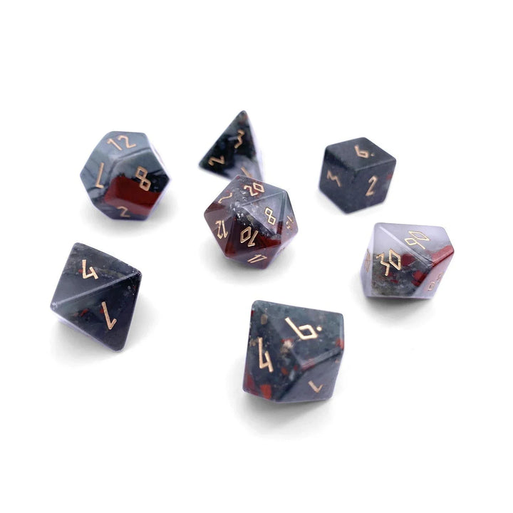 Gemstone Dice - Bloodstone - 7 Piece RPG Set