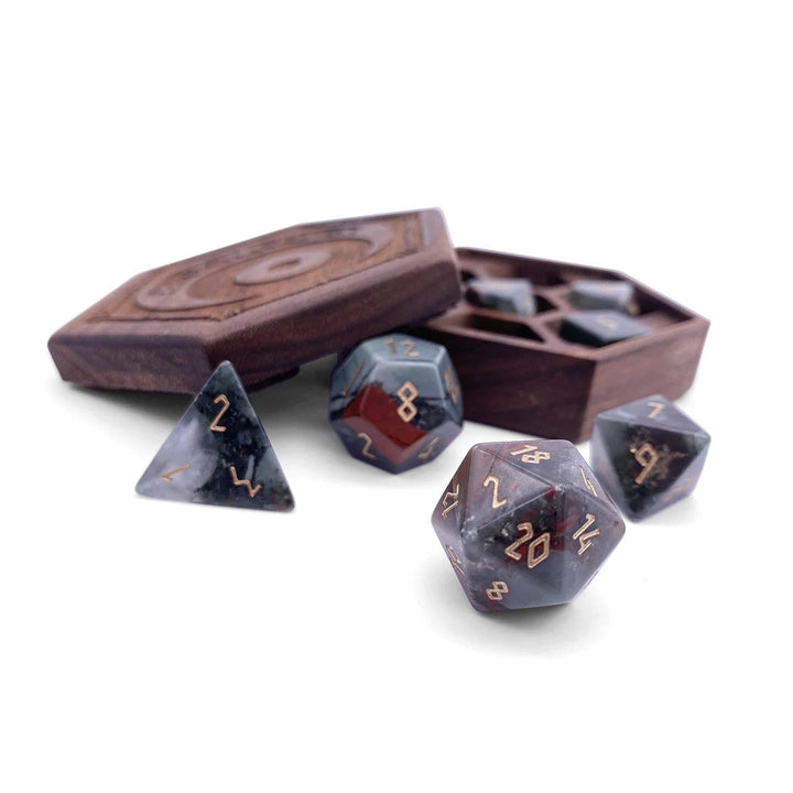 Gemstone Dice - Bloodstone - 7 Piece RPG Set