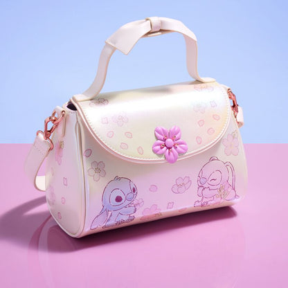 Loungefly Disney Stitch & Angel Cherry Blossom Bow Handle Crossbody Bag