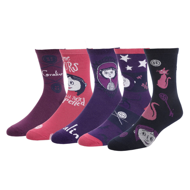 Coraline Womens Casual Crew Socks 5 Pack
