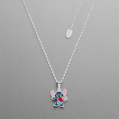 Disney Lilo & Stitch Heart Enamel Necklace