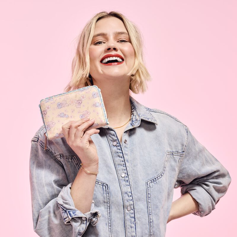 Loungefly Stitch & Angel Cherry Blossom All-Over Print Zip Around Wallet