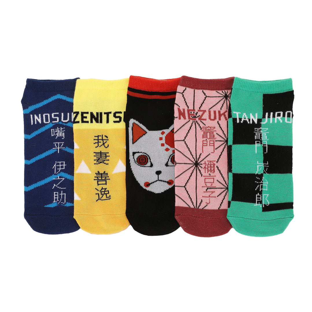 Demon Slayer Character Kanji Women’s 5-Pair Pack Ankle Socks