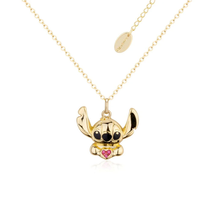 Disney Lilo and Stitch Crystal Heart Gold Necklace