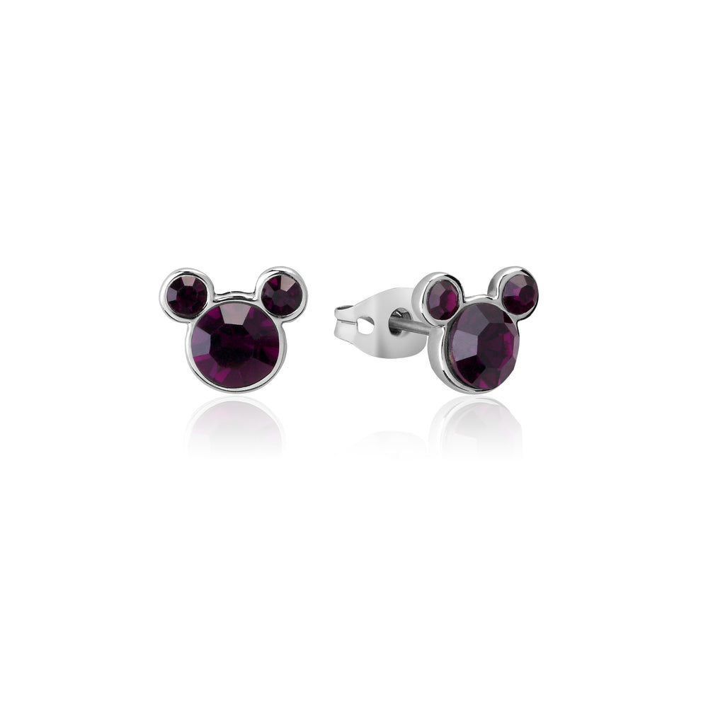 Disney Mickey Mouse February Birthstone Crystal Stud Earrings