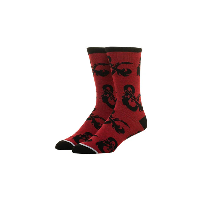 Dungeons &amp; Dragons D&amp;D DnD Logo Red Crew Socks