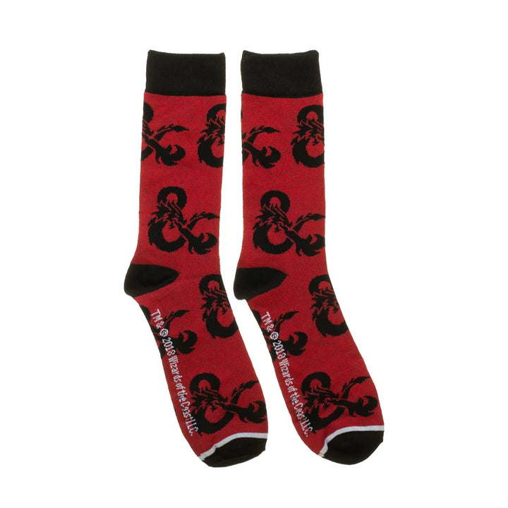 Dungeons &amp; Dragons D&amp;D DnD Logo Red Crew Socks