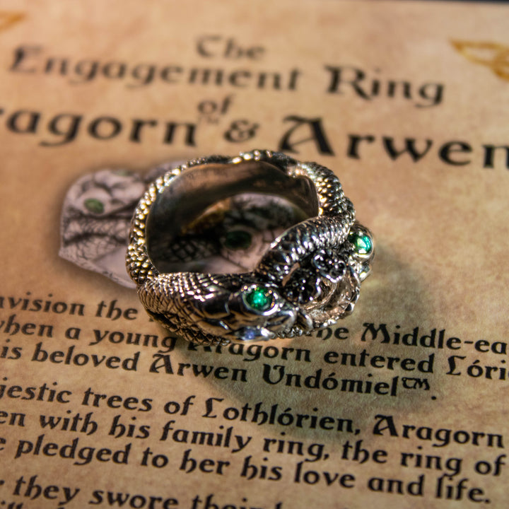 Lord of the Rings Aragorn and Arwen Engagement Ring in Sterling Silver